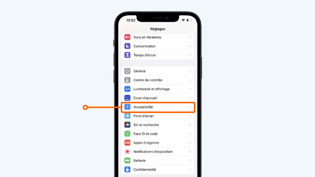Appuyez sur « Accessibilité »