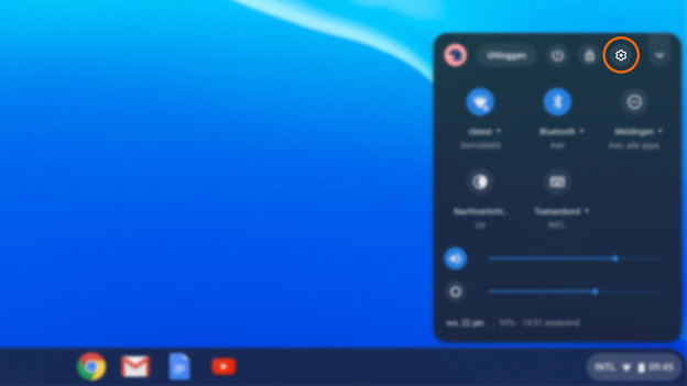 Instellingen icoon Chromebook. 
