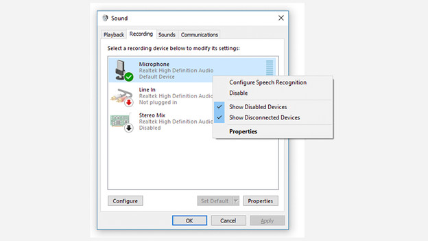 View the properties of your microphone