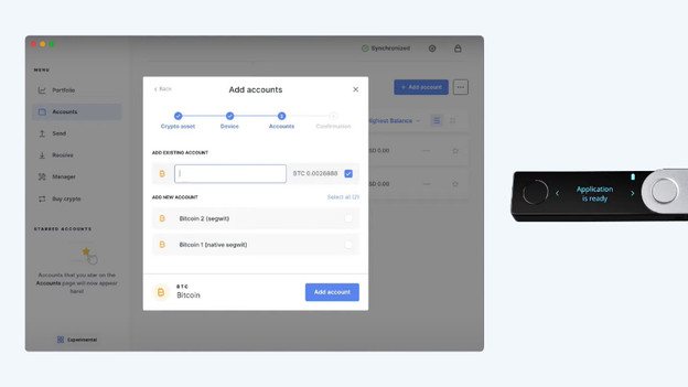 Add accounts in Ledger Live to trade crypto
