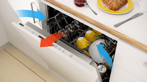 Dishwasher with open door