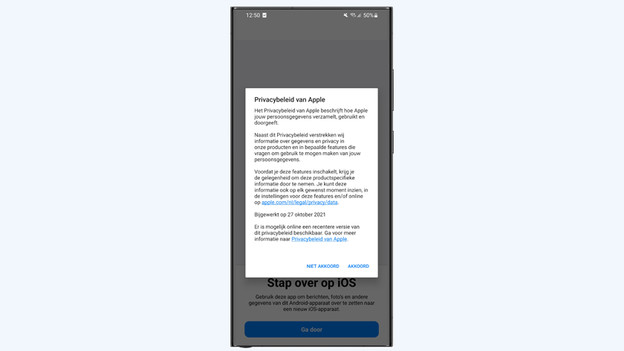 Stap over op iOS app