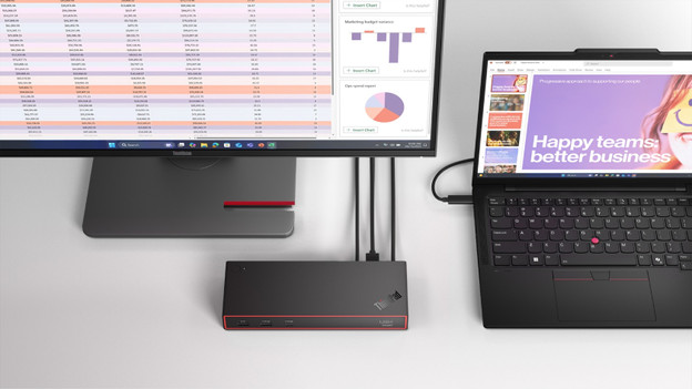 Lenovo usb4 dock met monitor en laptop