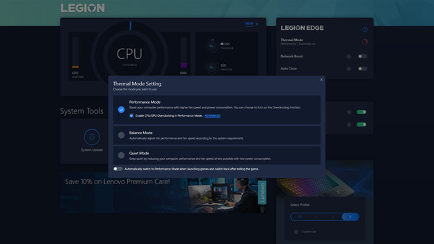 Thermal mode Vantage.