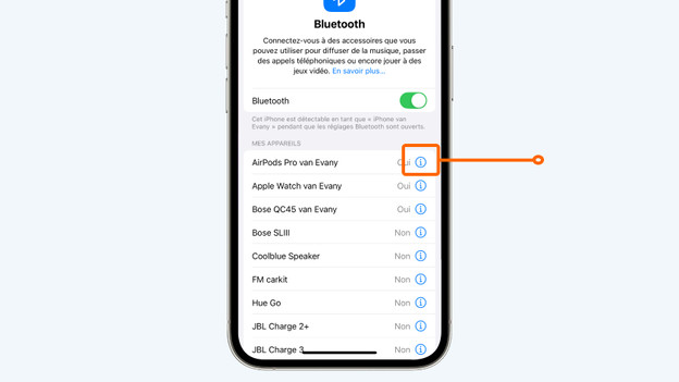 2. Appuyez sur l'icône « i »