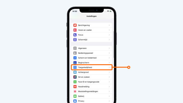 Tik op 'Toegankelijkheid'