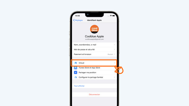 Sélectionnez iCloud