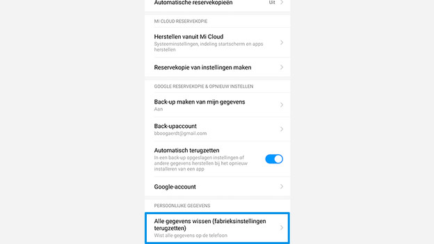 Reset Xiaomi effacer toutes les données