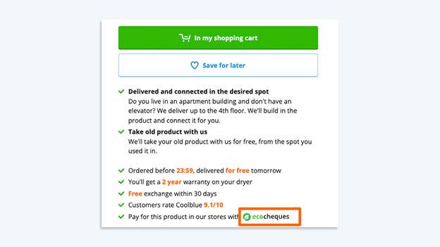 How do you recognize EcoCheques on the website?