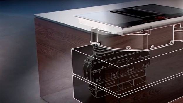 Built-in visual of a downdraft range hood