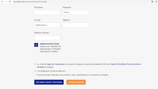 Soumettre une demande pour une imprimante Epson