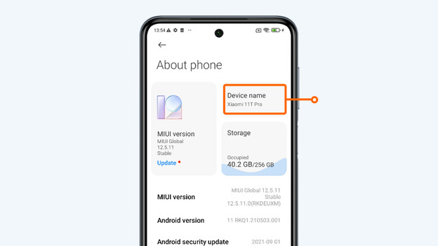 3. Under the device name, you see which Xiaomi smartphone you have.