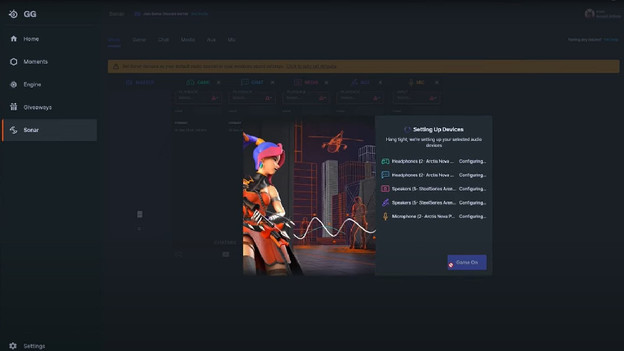 Koppel je apparaten in SteelSeries Sonar 