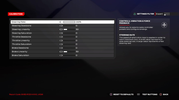 Controller settings calibration F1 24