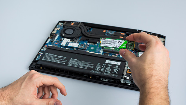 Install a new M.2 SSD in a laptop.