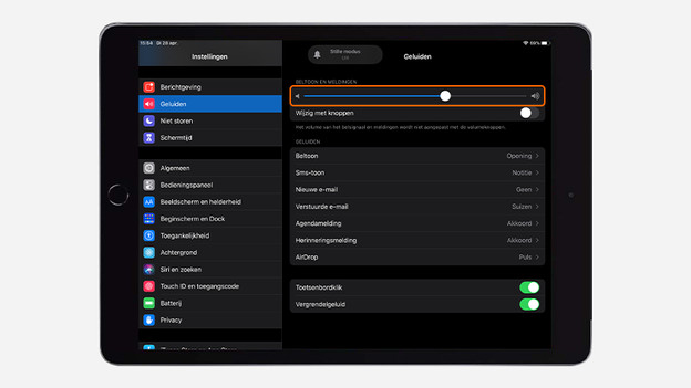 iPad sound settings