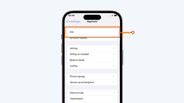 Tik op 'Info'.