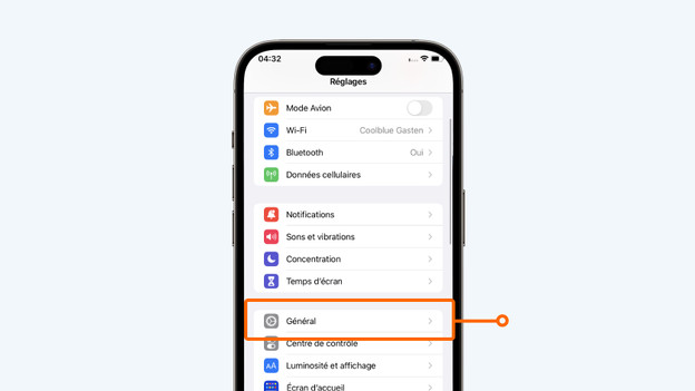 Appuyez sur « Général ».