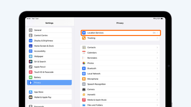 Go to 'Privacy' > 'Location services'.