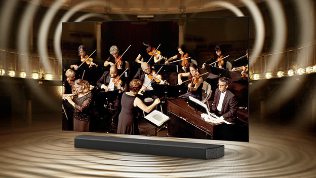 Q-symphony met een samsung qled tv en soundbar