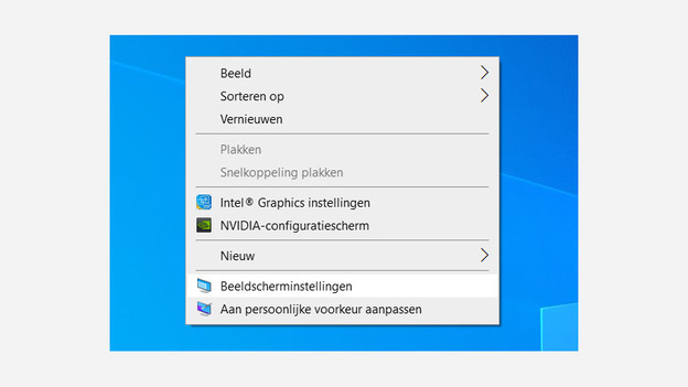Klik op je rechtermuisknop en ga naar Beeldscherminstellingen