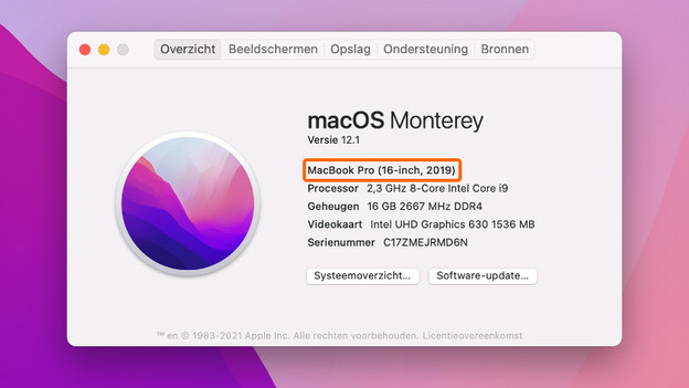 Over deze Mac