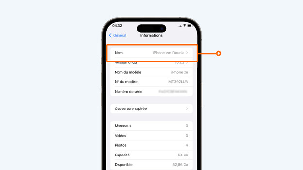 Ensuite, appuyez sur « Nom ».
