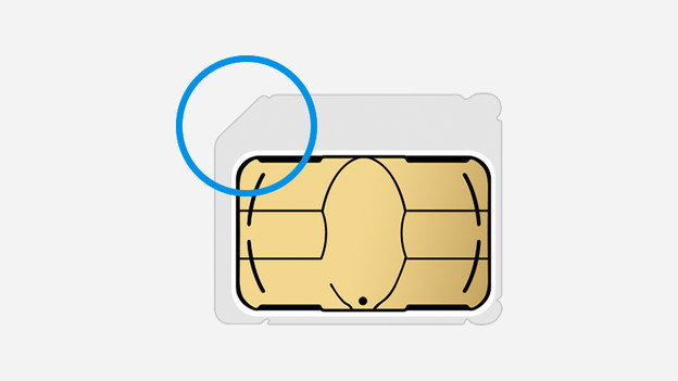 Place SIM card angled corner