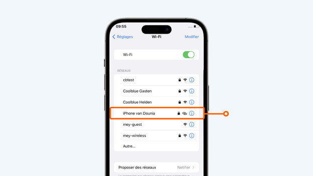 Appuyez sur le nom du point d'accès.