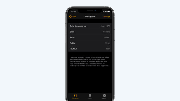 Mettre à jour des données personnelles sur l'Apple Watch