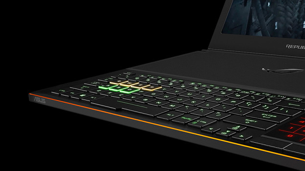 Gaming keyboard on ASUS ROG laptop.