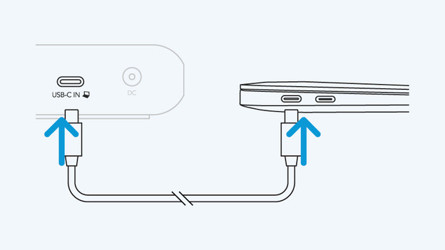 Stap 1b: sluit je laptop aan op het dock