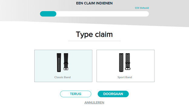 Fitbit aanvraag bandje kiezen