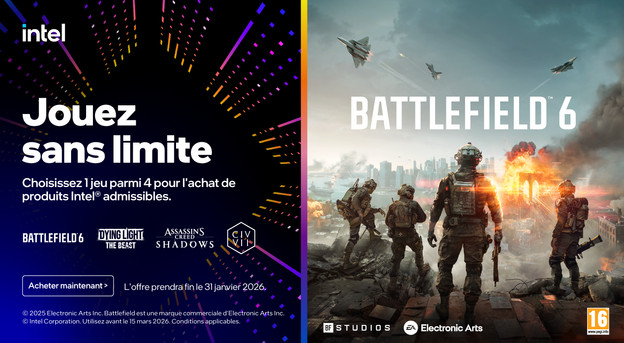 Code de jeu gratuit à l'achat d'un des PC portables gamer Intel sélectionnés