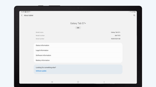 Find the model number in the tablet.