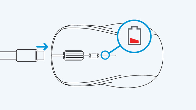De muis opladen via usb C kabel