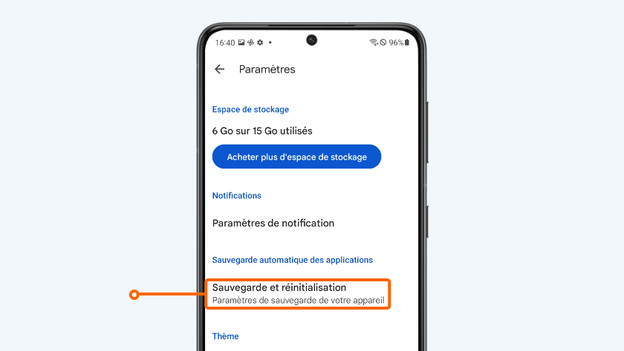 sauvegarder et réinitialiser