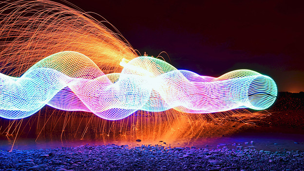 Een lightpainting met verschillende lichtbronnen
