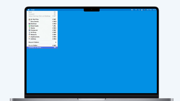 Open 'Go' en klik op 'Verbind met server'