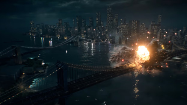 Gameplay waarin een brug explodeert