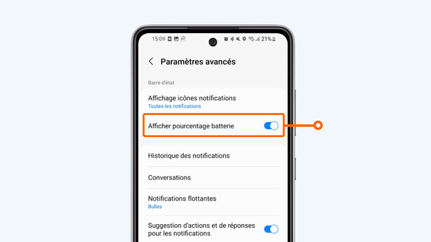 Régler le pourcentage de batterie