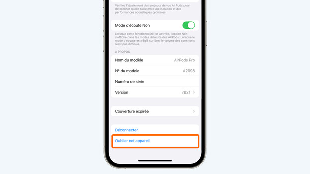 3. Appuyez sur « Oublier cet appareil »