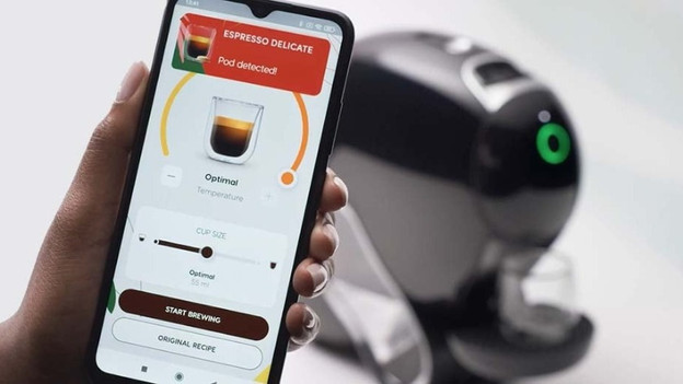 Stel hoeveelheid en sterke in met de app