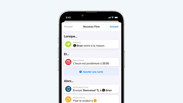Définir des Flows dans l'appli Homey