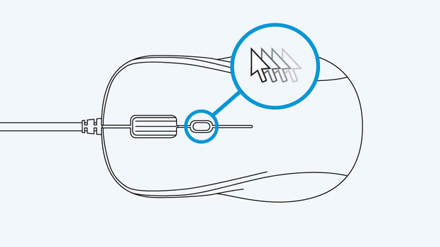 Dpi instellen met knop achter scrollwiel