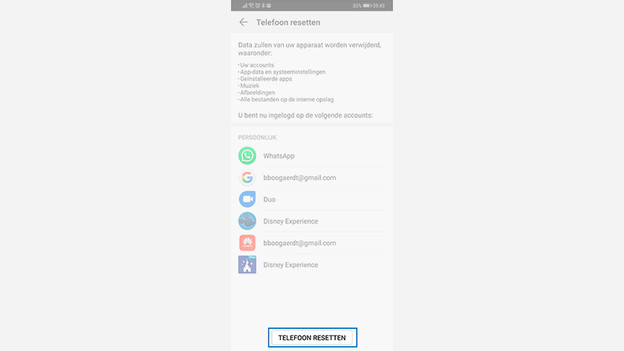 Huawei smartphone resetten