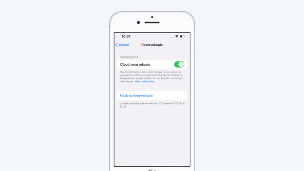 Een iCloud reservekopie maken
