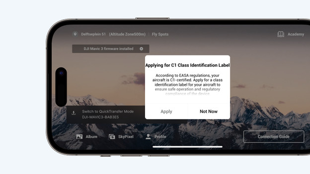 DJI mavic update c1 label