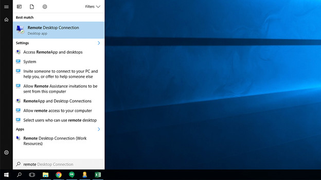 Remote Desktop applicatie in startmenu Windows. 