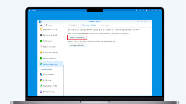 Sauvegarder vos paramètres via Synology DSM